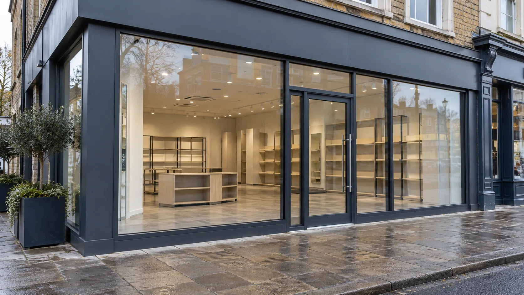 Illustrative aluminium shopfronts site context